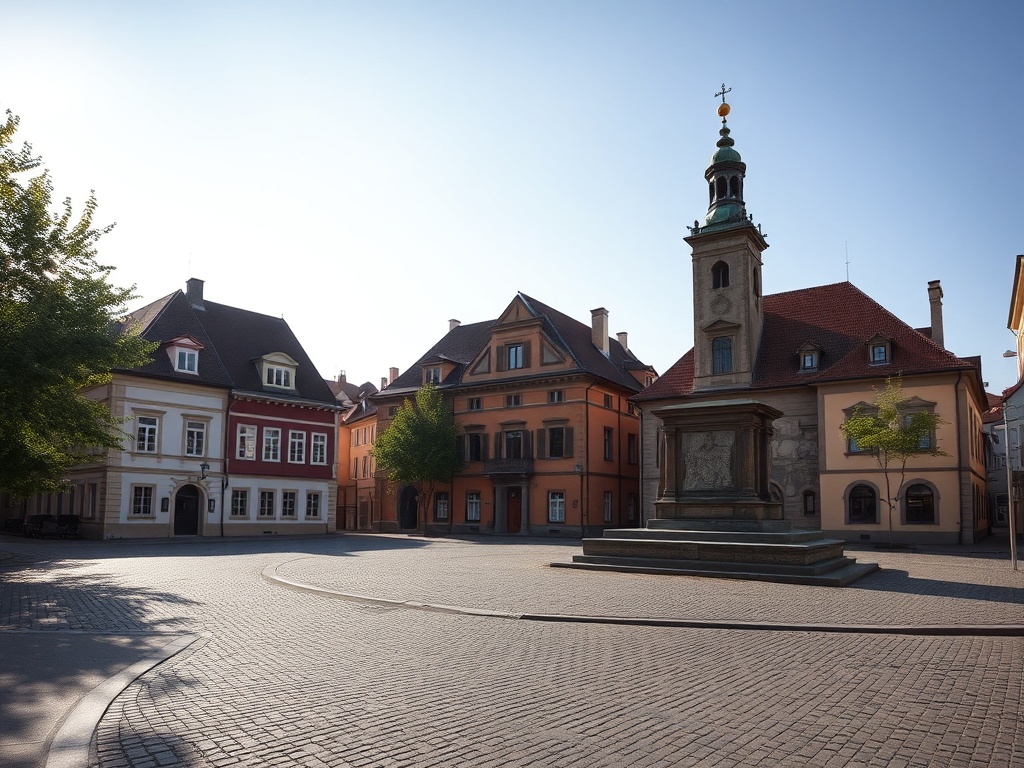 Widok na Rynek w Brzegu z czasów wczesnych 2000 lat, odwierciedlający architekturę miasta u progu nowego tysiąclecia